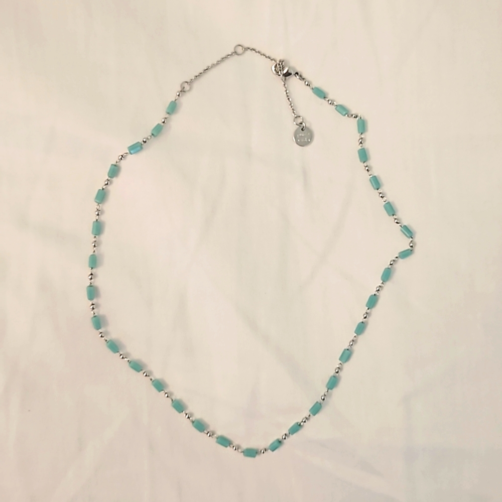 Pura Vida Sterling Silver Turquoise Blue Choker Necklace Dainty Beach Jewelry